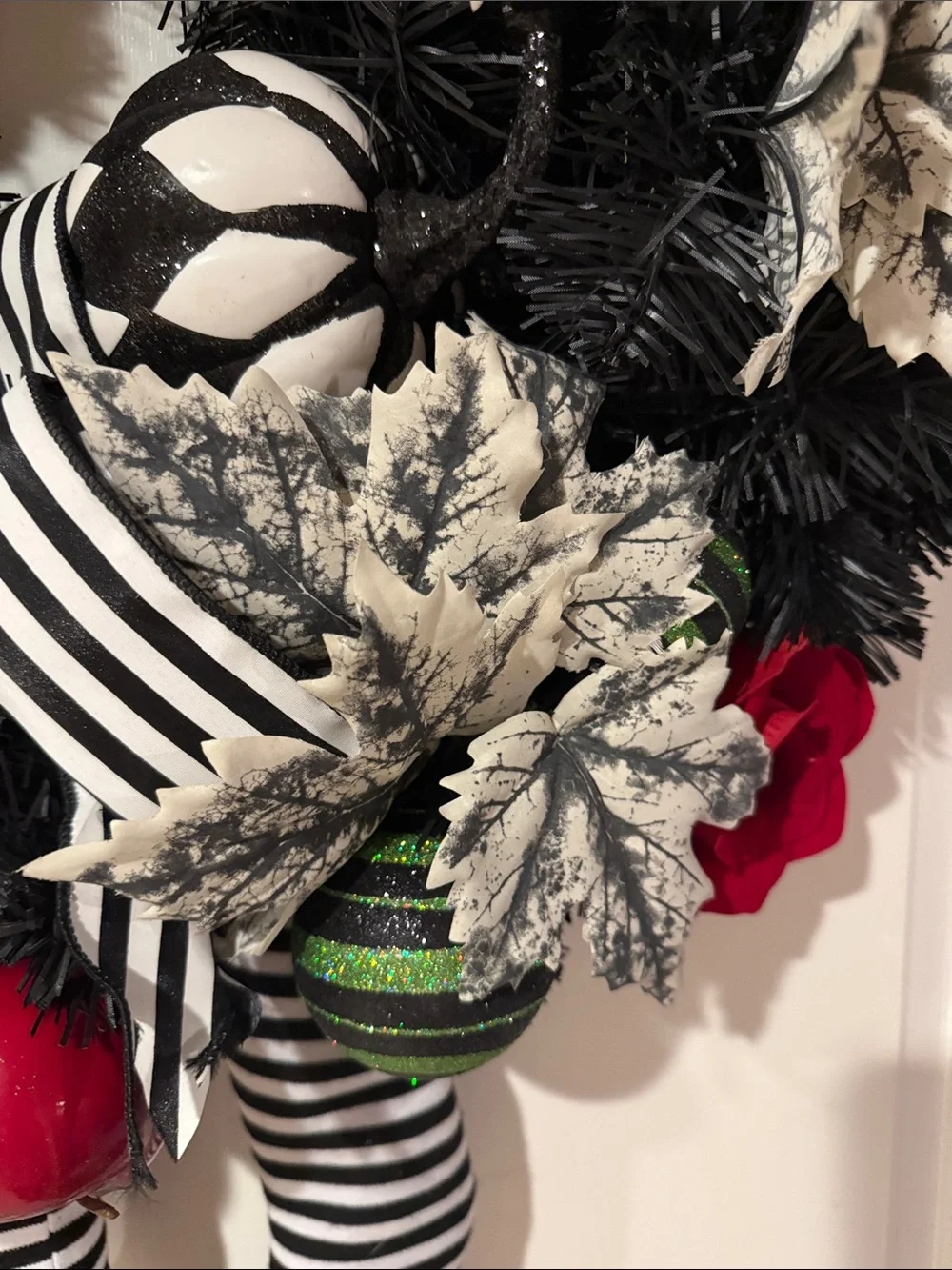 Whimsical Witch Door Wreath with Red Accents